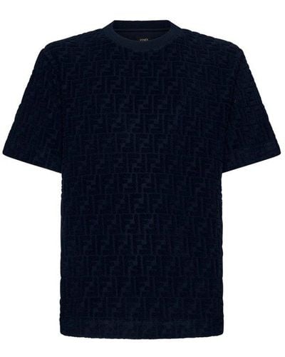 Fendi Ff Jacquard Crewneck T-shirt - Blue
