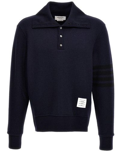 Thom Browne Funnel Neck Sweater, Cardigans - Blue