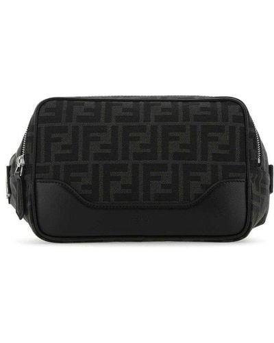 Fendi Embroidered Polyester Belt Bag - Black