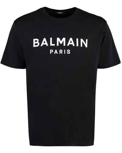 Balmain Logo Printed Crewneck T-shirt - Black