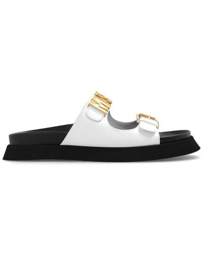 Moschino Logo Lettering Slip-on Sandals - Black
