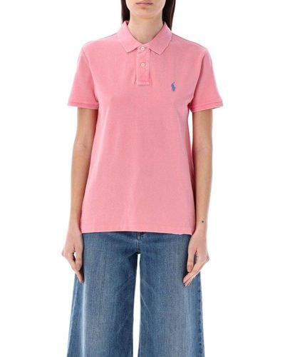 Polo Ralph Lauren Logo Embroidered Short Sleeved Polo Shirt - Pink