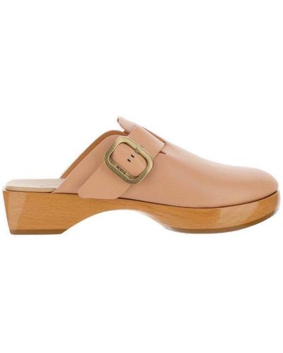 Tod's Logo Engraved Buckle Clogs - Natural