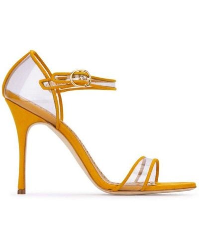 Manolo Blahnik Fersen Ankle Strap Open-toe Sandals - Metallic