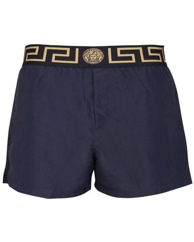 Versace Short Swimsuit With Greek - Blue