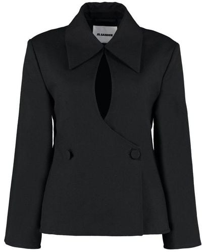 Jil Sander Button-Front Cotton Jacket - Black
