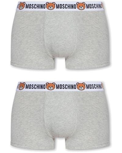 Moschino Logo Teddy Waistband 2-pack Boxers - Gray