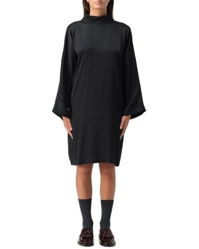 Max Mara Studio Mock Neck Long-sleeved Dress - Black