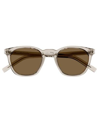 Saint Laurent Sl 28 Round Frame Sunglasses - Natural