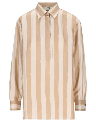 Fendi Long Sleeved Striped Shirt - Natural