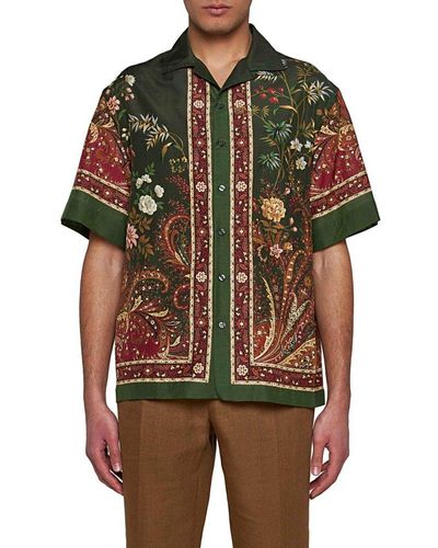 Etro Floral Printed Short-sleeved Shirt - Green