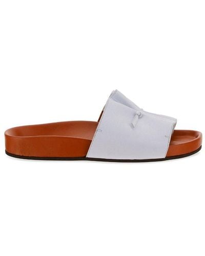 L'Autre Chose Ruched Slip-on Sandals - White