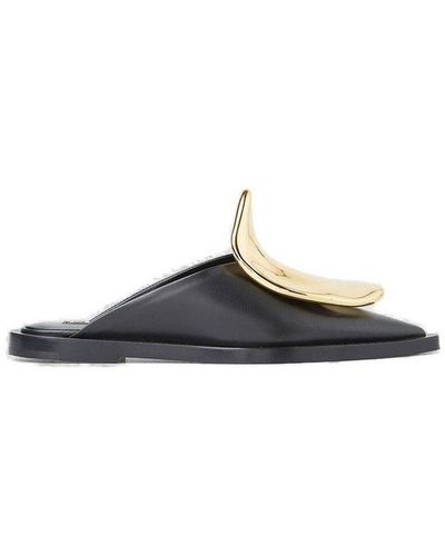 Jil Sander Pointed Toe Appliquè Slip-on Sandals - Black