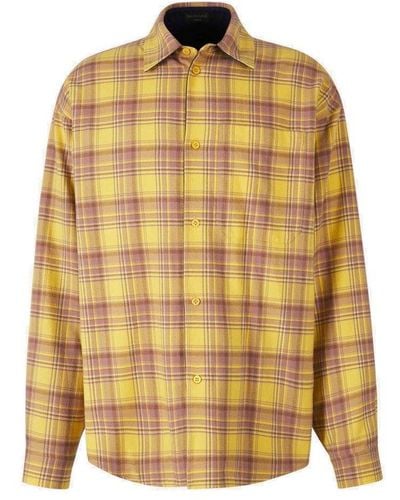 Balenciaga Checkered Reversible Overshirt - Yellow