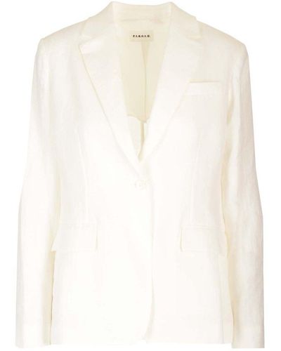 P.A.R.O.S.H. One-Button Linen Blazer - White