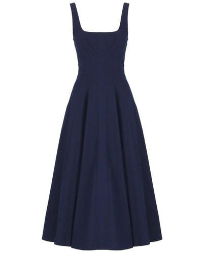 STAUD Wells Sleeveless Midi Dress - Blue