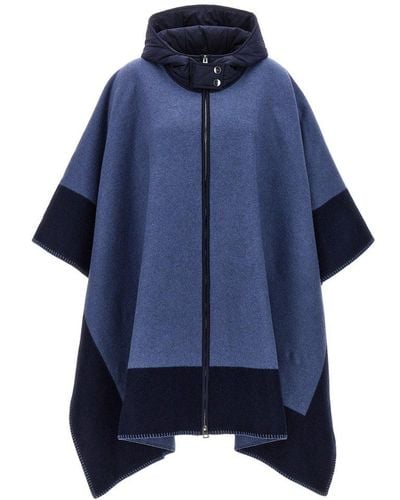 Etro Logo Hooded Cape Capes - Blue