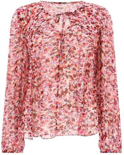 Isabel Marant Pattern-printed Tie Fastened Blouse - Red