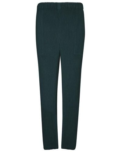 Issey Miyake Pleated Straight Trousers - Green
