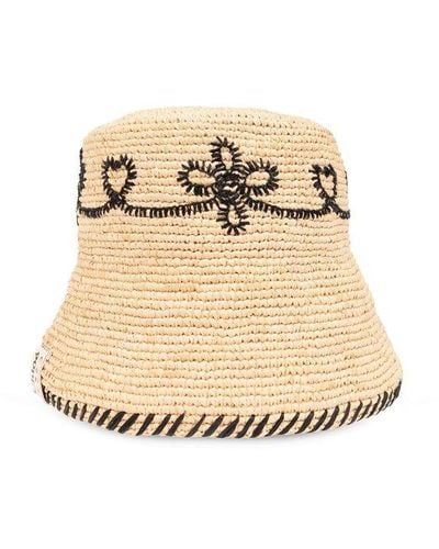 Chloé Raffia Bucket Hat, - Natural