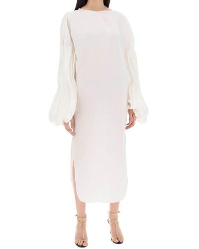 Khaite Zelma Balloon-sleeved Maxi Dress - White