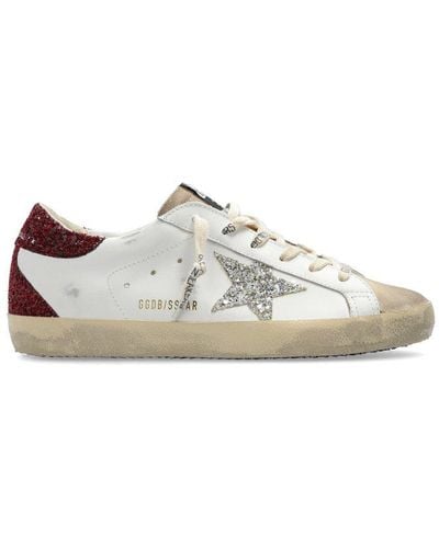 Golden Goose Super Star Glittered Lace-up Sneakers - White