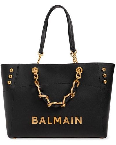 Balmain 1945 Soft Leather Shopper Bag - Black