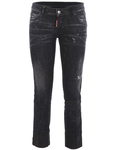 DSquared² Distressed Cropped Jeans - Black