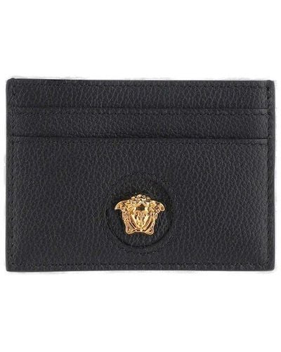 Versace La Medusa Colorblock Leather Card Case - Black