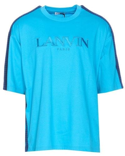 Lanvin Curb Logo Embroidered Crewneck T-shirt - Blue