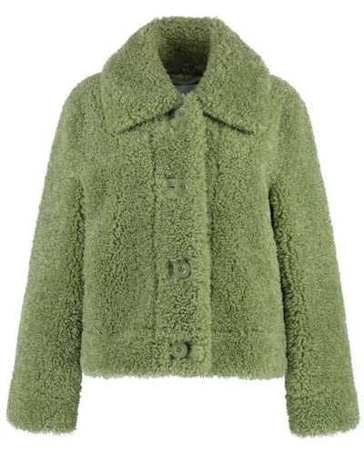 Stand Studio Melina Single-breasted Faux Fur Coat - Green
