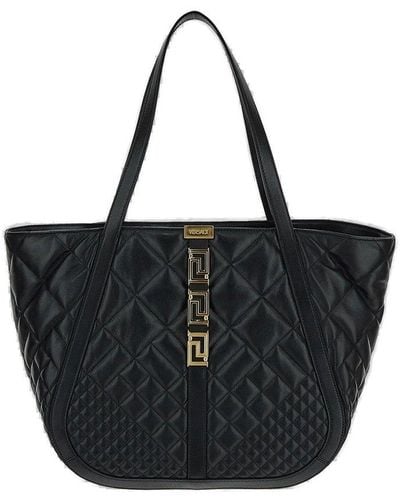 Versace Greca Goddess Quilted Shoulder Bag - Black