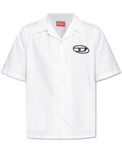 DIESEL Logo Embroidered Short-sleeved Shirt - White