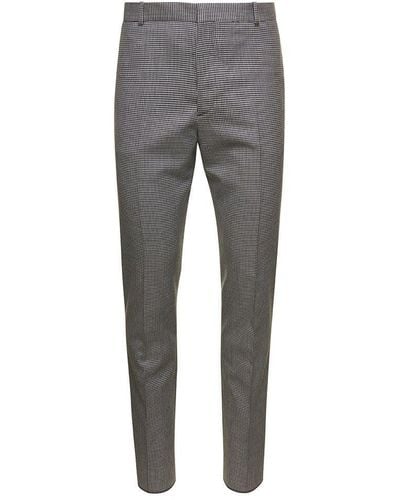 Alexander McQueen Houndstooth High-waist Tailored Trousers - Grey