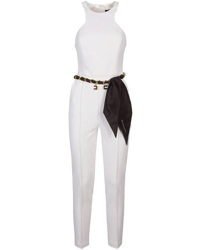 Elisabetta Franchi Chain Belt Jumpsuit - White