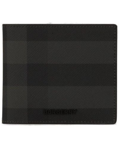 Burberry Checkered Bi-fold Wallet - Black