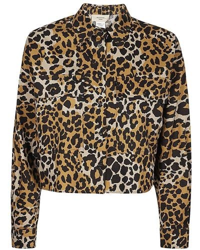 Weekend by Maxmara Leopard Printed Asymmetric Shirt - Black