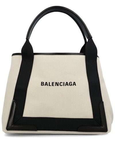 Balenciaga Cabas Logo Printed Tote Bag - Black