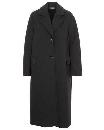Max Mara Buttoned Long-sleeved Coat - Black