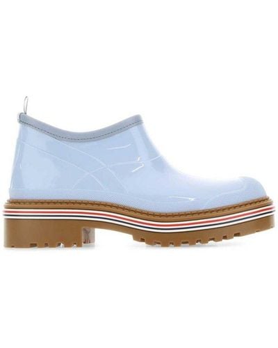 Thom Browne Stripe-trim Round-toe Ankle Boots - White