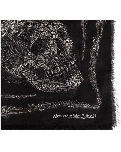 Alexander McQueen Scarf With Skull Motif - Black