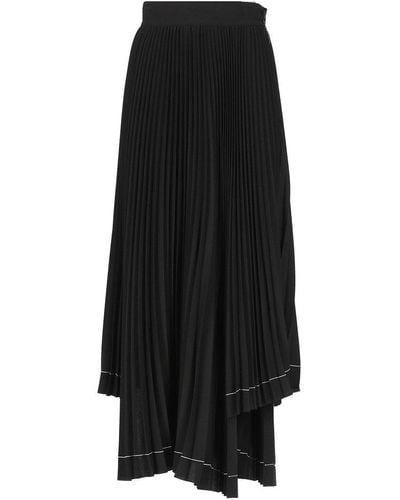 MSGM Asymmetric High-waist Pleated Maxi Skirt - Black