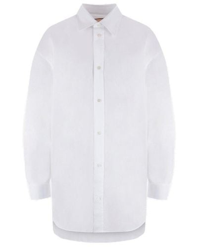 Plan C Long Puff Sleeved Buttoned Shirt - White