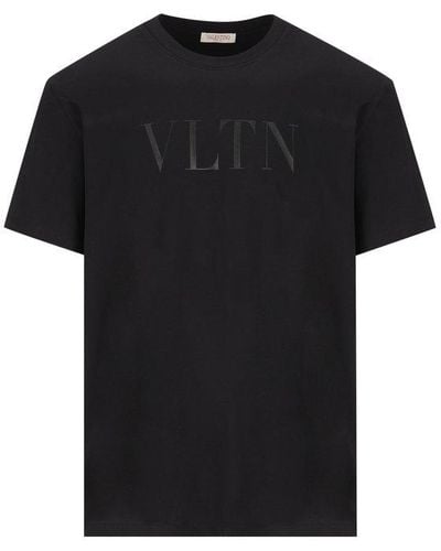 Valentino Vltn Logo Printed Crewneck T-shirt - Black