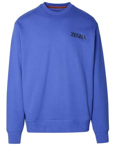 Zegna Blue Cotton Sweatshirt