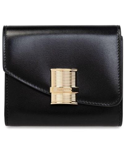 Ferragamo Fiamma Compact Wallet - Black