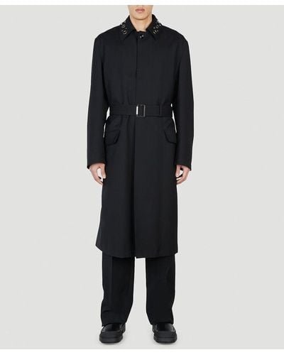 Alexander McQueen Ringhole Embellished Belted Coat - Black