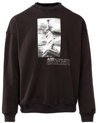 Autry Graphic Print Crewneck Sweater - Black