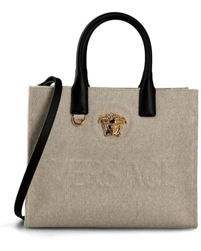 Versace La Medusa Top Handle Bag - Natural