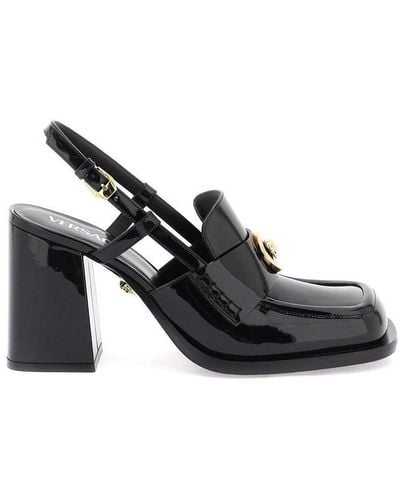 Versace Square Toe Slingback Court Shoes - Black